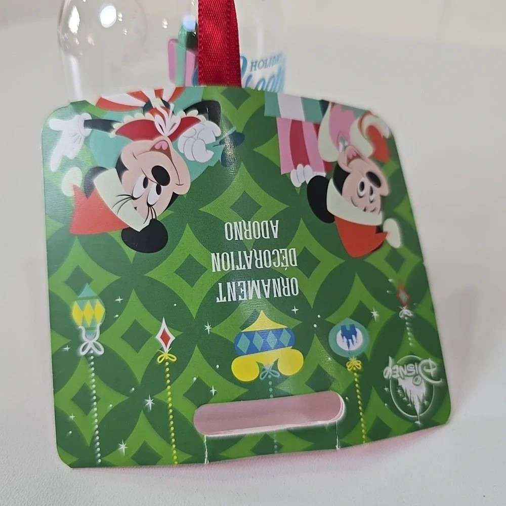 Disney Santa‎ Mickey Mouse Glass Dome Sketchbook Ornament - NWT